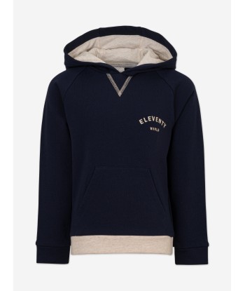 Eleventy Boys Logo Hoodie in Navy store