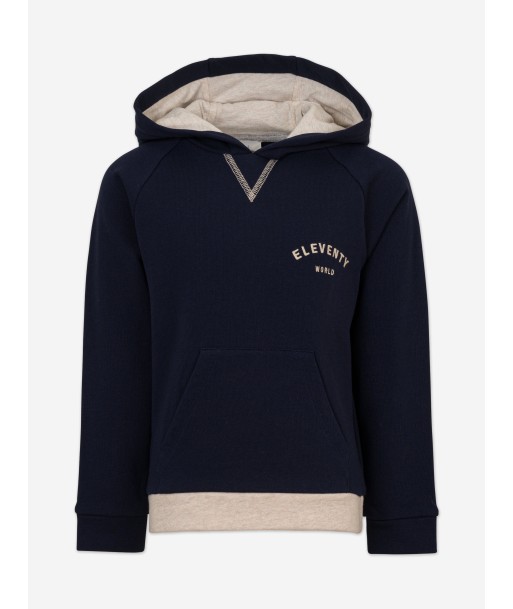 Eleventy Boys Logo Hoodie in Navy store