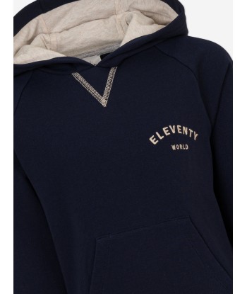 Eleventy Boys Logo Hoodie in Navy store