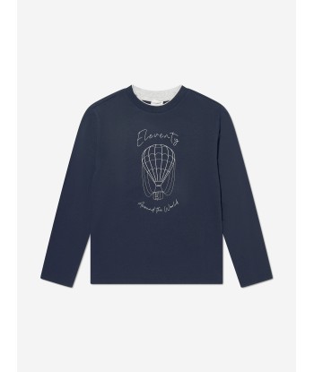 Eleventy Boys Long Sleeve T-Shirt in Navy france