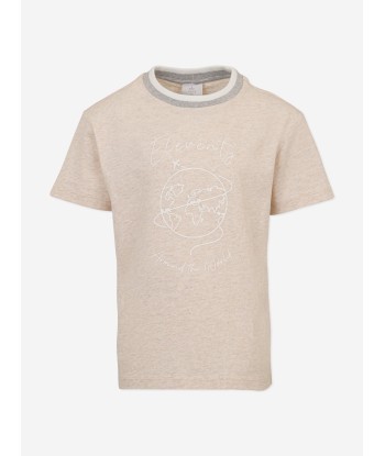 Eleventy Boys Around The World T-Shirt in Beige le concept de la Pate a emporter 