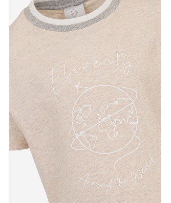 Eleventy Boys Around The World T-Shirt in Beige le concept de la Pate a emporter 