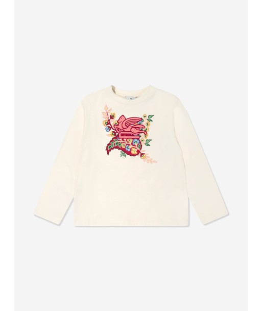 Etro Girls Long Sleeve Logo T-Shirt in Ivory des créatures d'habitude