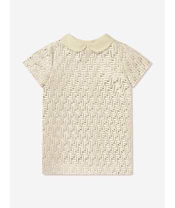 Fendi Baby Girls FF Silk Brocade Dress in Beige Venez découvrir notre 