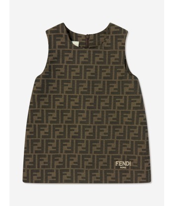 Fendi Baby Girls FF Logo Dress in Brown Venez acheter