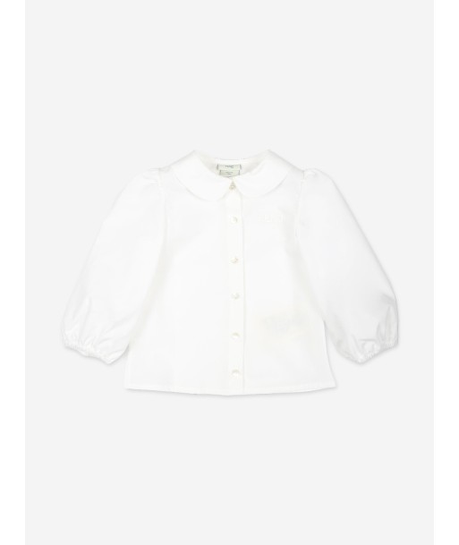 Fendi Baby Girls Cotton Blouse in White Découvrez la collection