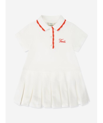 Fendi Baby Girls Logo Polo Dress in White paiement sécurisé