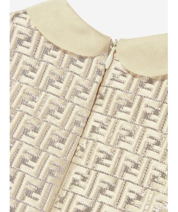 Fendi Baby Girls FF Silk Brocade Dress in Beige Venez découvrir notre 