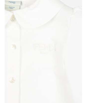 Fendi Baby Girls Cotton Blouse in White Découvrez la collection