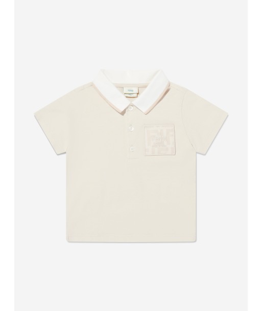 Fendi Baby Boys Jersey Polo Shirt in Beige pas chere