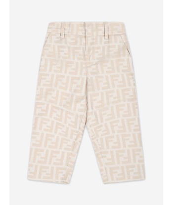 Fendi Baby Boys FF Jacquard Trousers in Beige outlet