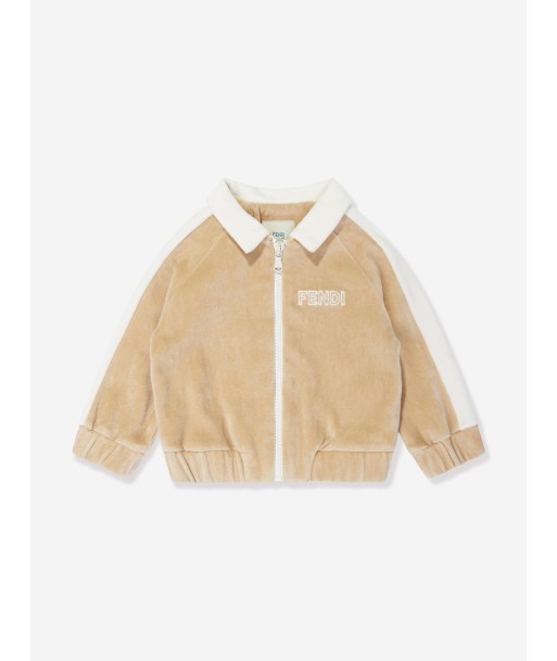 Fendi Baby Chenille Zip Up Top in Beige le des métaux précieux