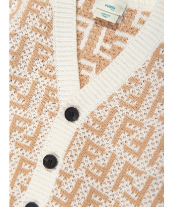 Fendi Baby FF Logo Cardigan in Beige la livraison gratuite