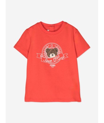 Fendi Baby Boys Bear Logo T-Shirt in Red Les magasins à Paris