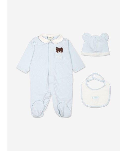 Fendi Baby Boys Bear Babygrow Gift Set in Blue l'évolution des habitudes 