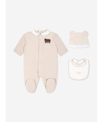 Fendi Baby Bear Babygrow Gift Set in Beige acheter en ligne