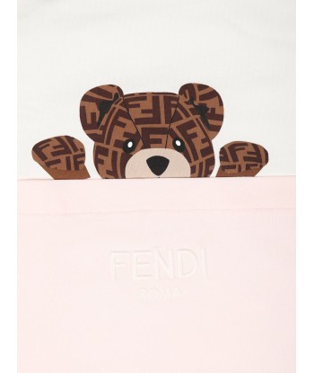 Fendi Baby Girls Bear Logo Blanket in Pink (85cm) pas chere