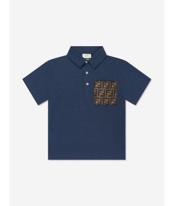 Fendi Boys FF Logo Polo Shirt In Navy offre 