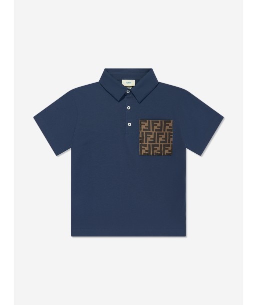 Fendi Boys FF Logo Polo Shirt In Navy offre 