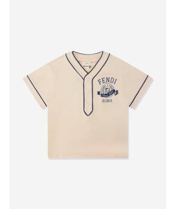 Fendi Boys Cotton T-Shirt in Beige français