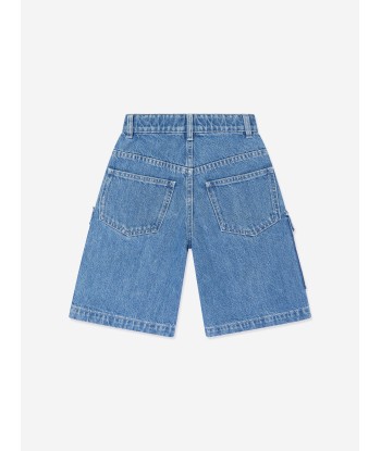 Fendi Boys Washed Denim Bermuda Shorts in Blue En savoir plus