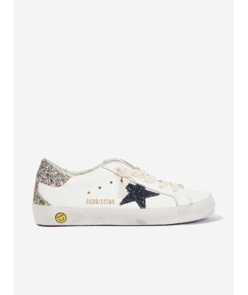 Golden Goose Girls Leather and Glitter Super Star Trainers in White plus qu'un jeu 