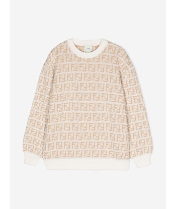 Fendi Kids FF Logo Jumper In Beige en linge