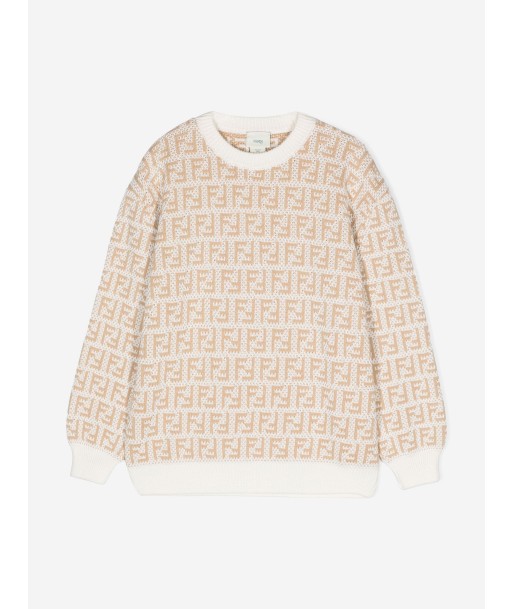 Fendi Kids FF Logo Jumper In Beige en linge