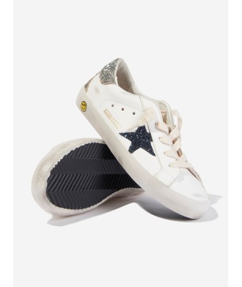 Golden Goose Girls Leather and Glitter Super Star Trainers in White plus qu'un jeu 