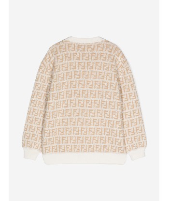 Fendi Kids FF Logo Jumper In Beige en linge