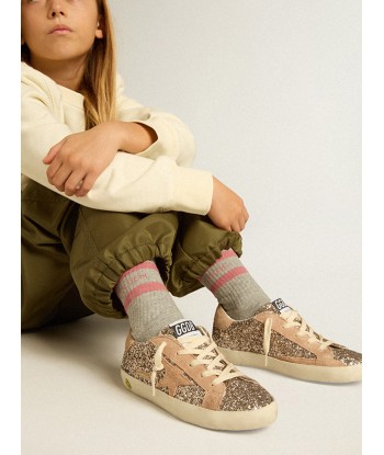 Golden Goose Girls Super Star Glitter Trainers in Silver acheter