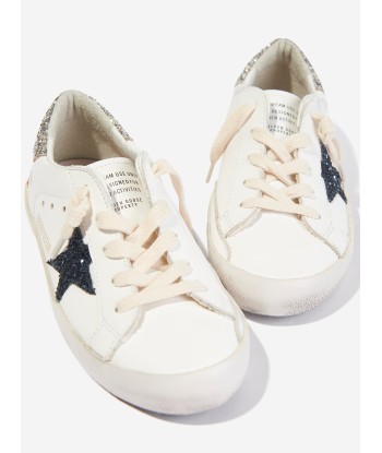 Golden Goose Girls Leather and Glitter Super Star Trainers in White plus qu'un jeu 