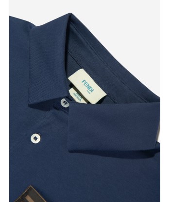 Fendi Boys FF Logo Polo Shirt In Navy offre 