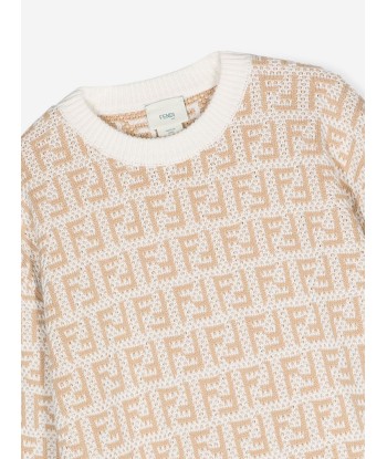 Fendi Kids FF Logo Jumper In Beige en linge