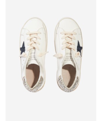 Golden Goose Girls Leather and Glitter Super Star Trainers in White plus qu'un jeu 