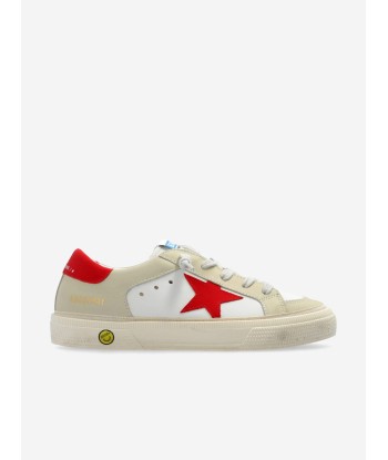 Golden Goose Girls Leather Star May Trainers in White Faites des économies