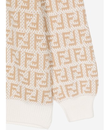 Fendi Kids FF Logo Jumper In Beige en linge