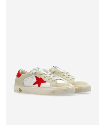 Golden Goose Girls Leather Star May Trainers in White Faites des économies