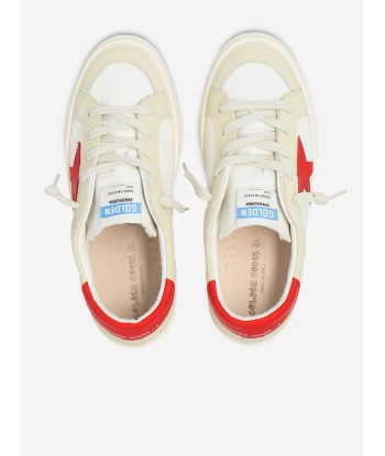 Golden Goose Girls Leather Star May Trainers in White Faites des économies