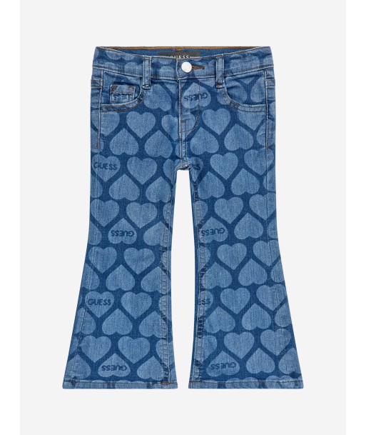 Guess Girls Heart Print Flared Jeans in Blue Paris Déstockage Promo