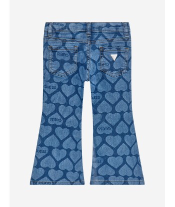 Guess Girls Heart Print Flared Jeans in Blue Paris Déstockage Promo