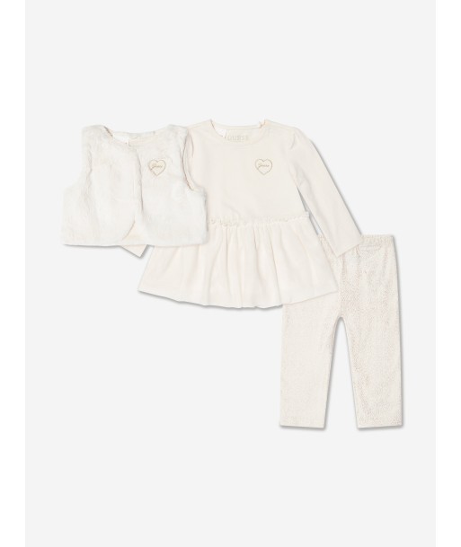 Guess Baby Girls 3 Piece Leggings Set in Ivory de la marque