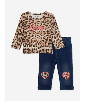 Guess Baby Girls T-Shirt And Denim Pants Set in Multicolour pas cher chine