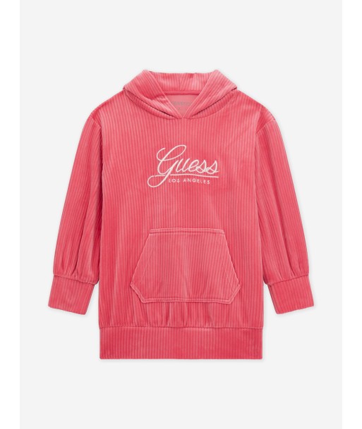 Guess Girls Corduroy Hooded Dress in Pink les muscles