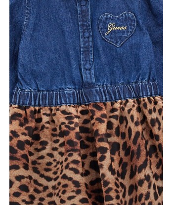 Guess Girls Denim And Leopard Dress in Blue pas cheres