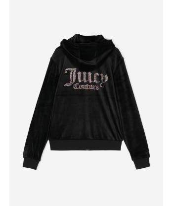 Juicy Couture Girls Diamante Logo Zip Up Top in Black brillant des détails fins