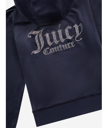 Juicy Couture Girls Diamante Logo Zip Up Top in Navy de la marque