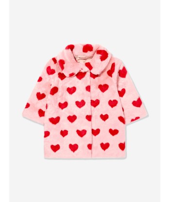 Konges Sløjd Girls Hearts Fuzzie Coat in Pink acheter en ligne