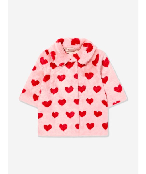 Konges Sløjd Girls Hearts Fuzzie Coat in Pink acheter en ligne