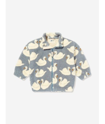 Konges Sløjd Kids Swan Jody Teddy Jacket in Blue pas chere